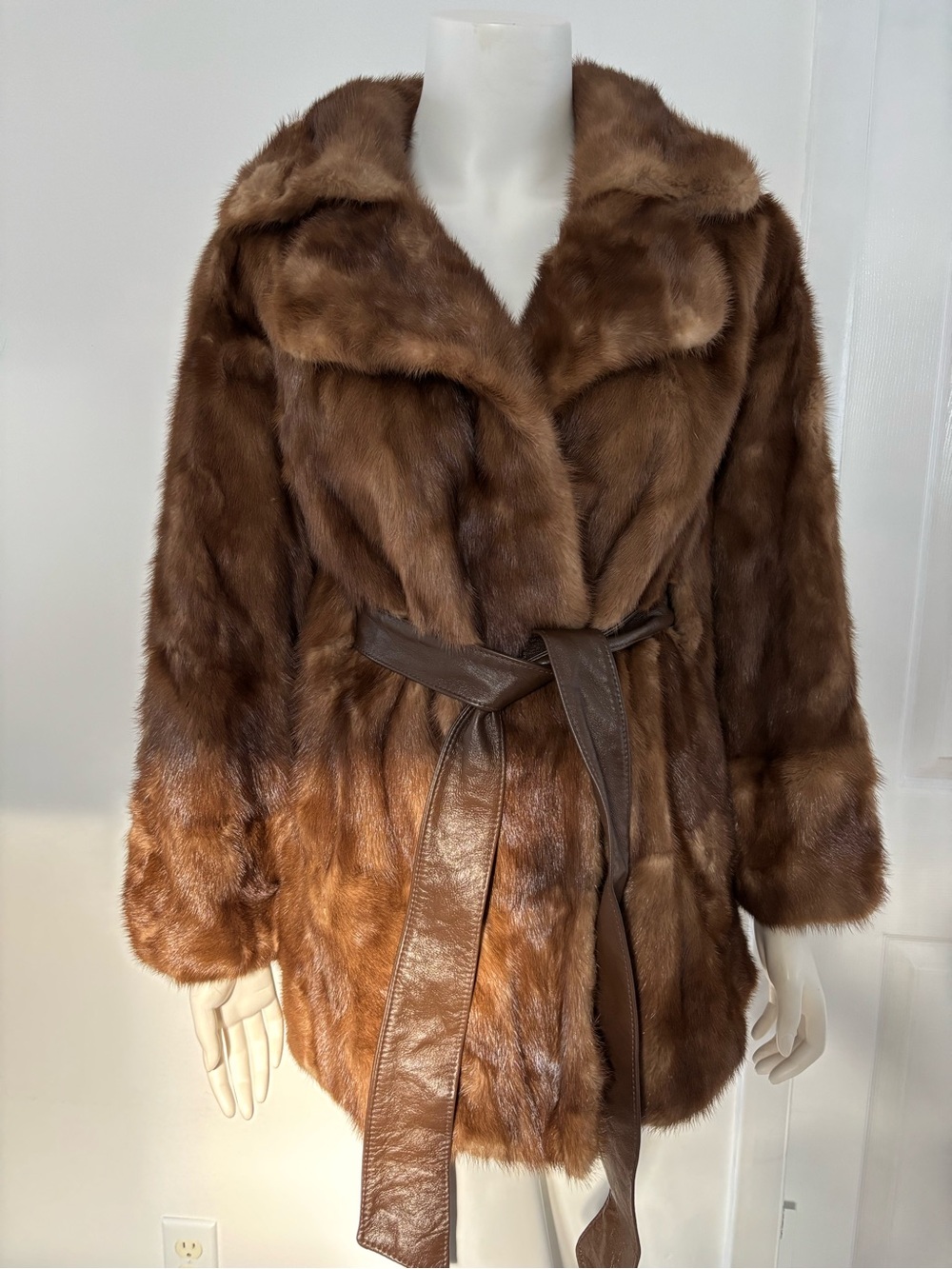 Vintage Emba Brown Mink Fur Belted Coat